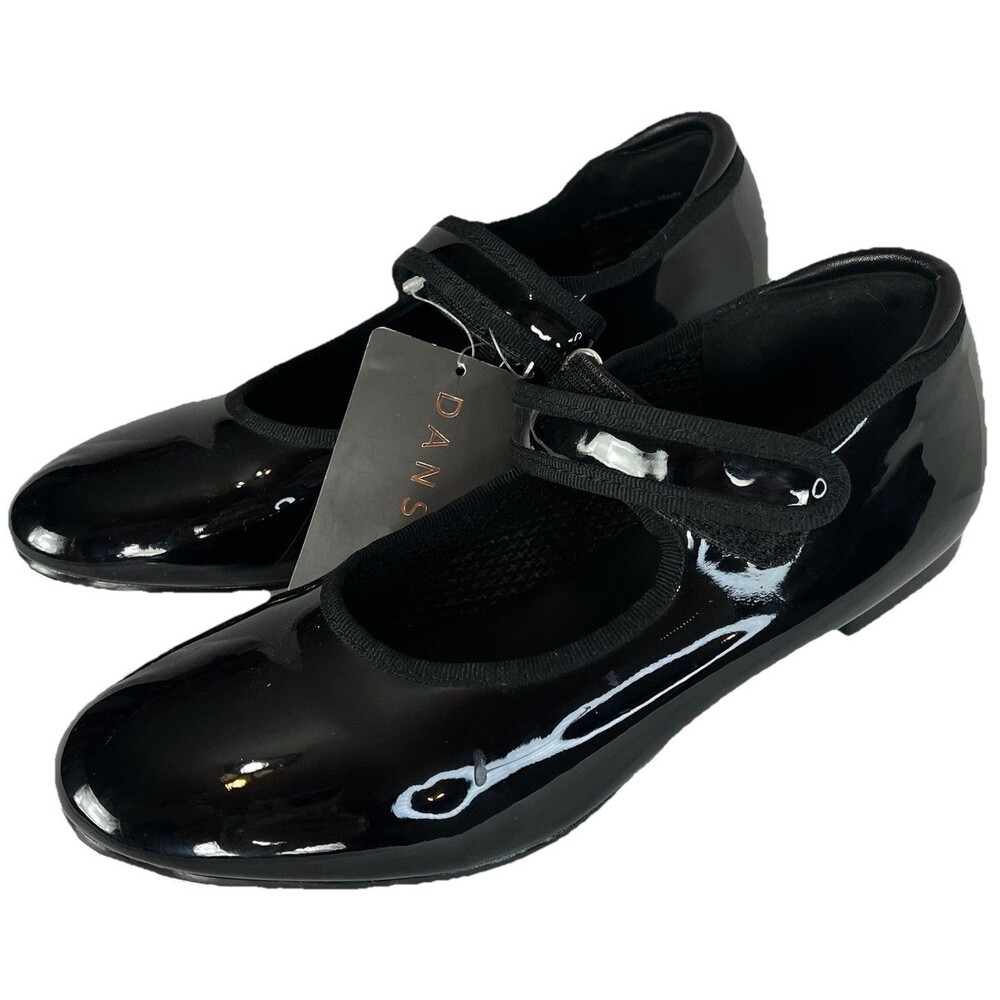 Danskin Girls Tap Shoes Black Patent Mary Jane Strap Size 2 New